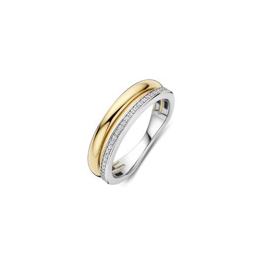 Tisento Gold on Silver Zirconia Double Ring