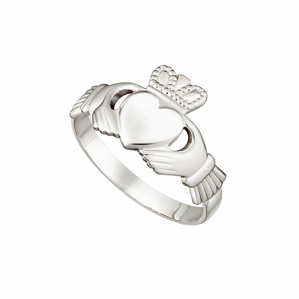 14CT WHITE GOLD LADIES CLADDAGH RING