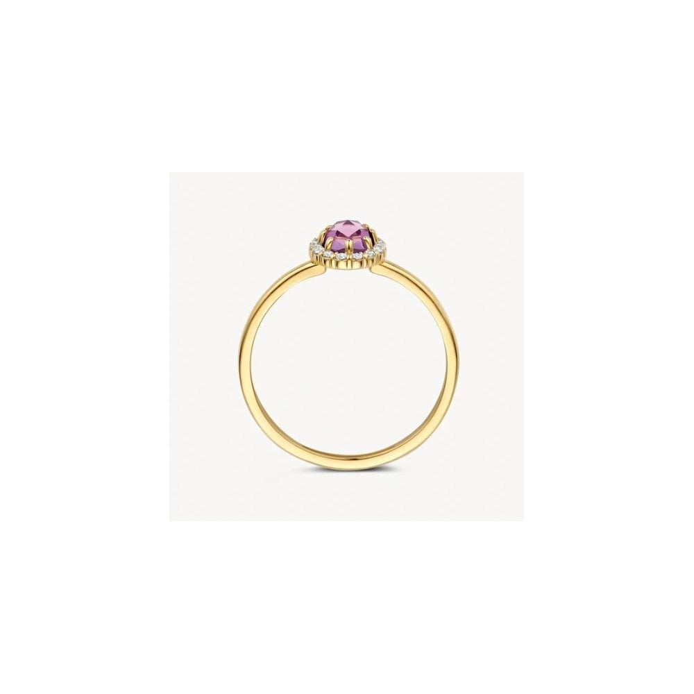 14CT YG AMETHYST & CZ OVAL RING