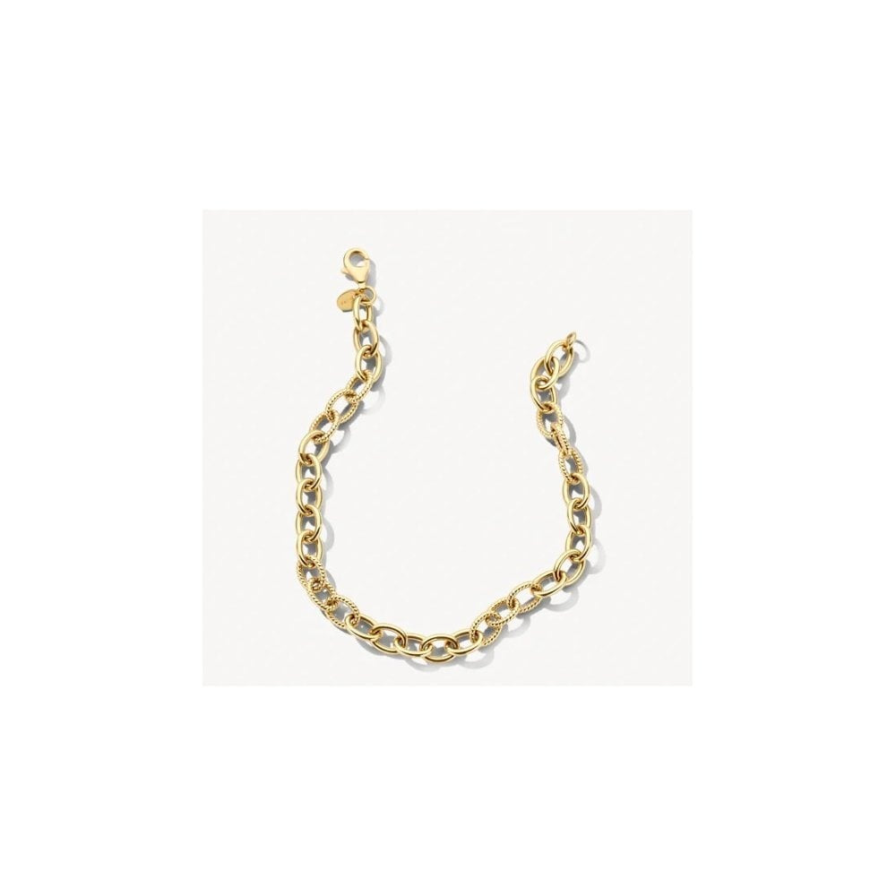 14CT YG DETAILED OVAL LINK BRACELET