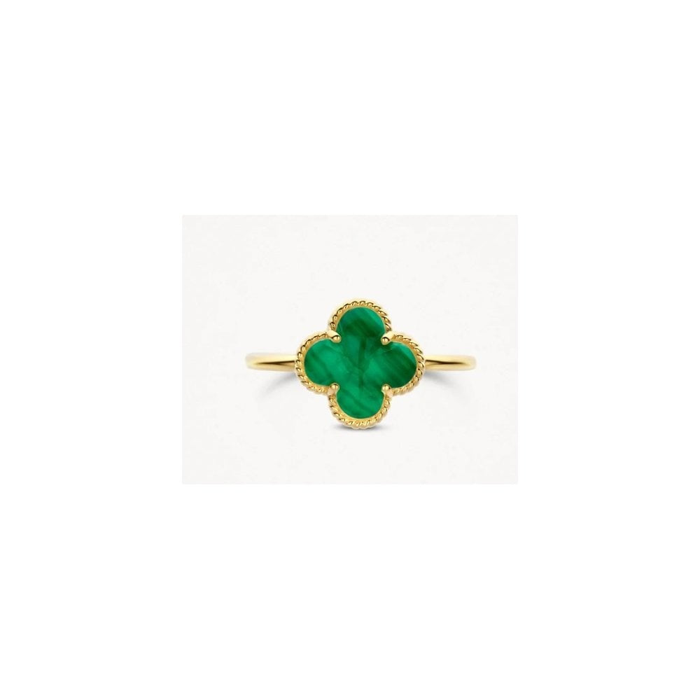 14CT YG MALACHITE RING size 48