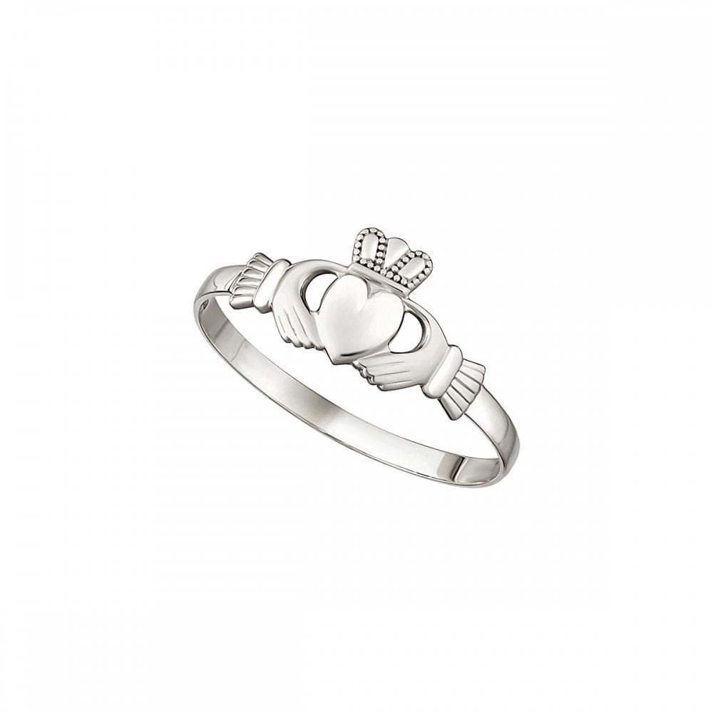 14K WHITE GOLD MINI CLADDAGH RING