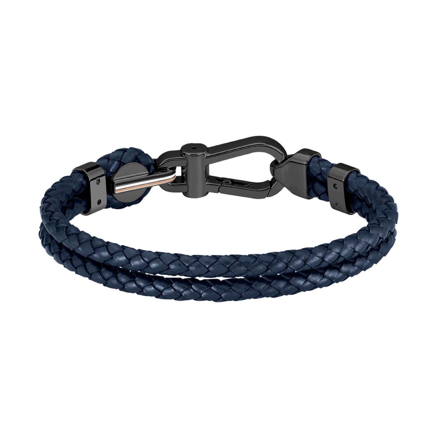 BOSS DOUBLE NAVY LEATHER BRACELET