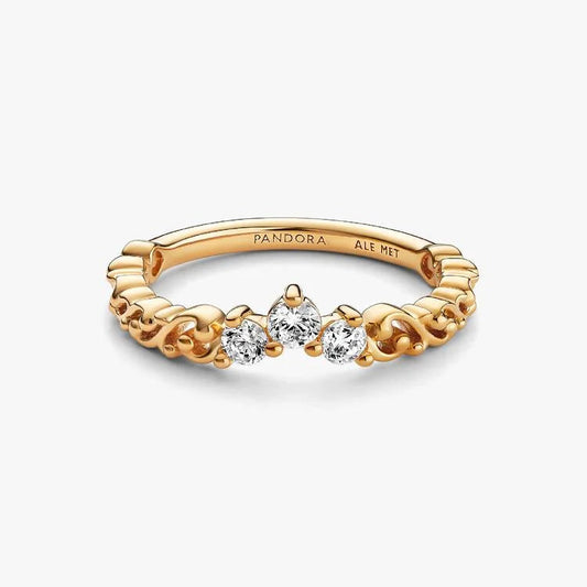 14ct Gold on Silver Regal Swirl Tiara Pandora Ring