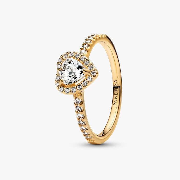 14ct Gold on Silver Elevated Heart Pandora Ring