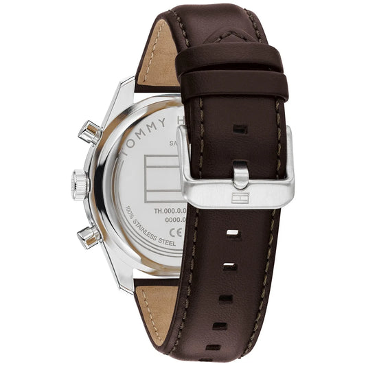 Tommy Hilfiger Blue Chronograph Dial Gents Brown Leather Watch