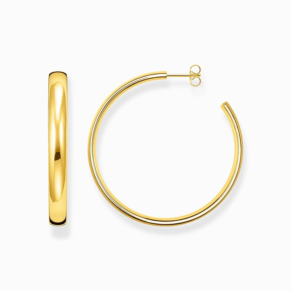 18CT GOLD ON SILVER 50MM BIG CHUNKY HOOP EARRINGS