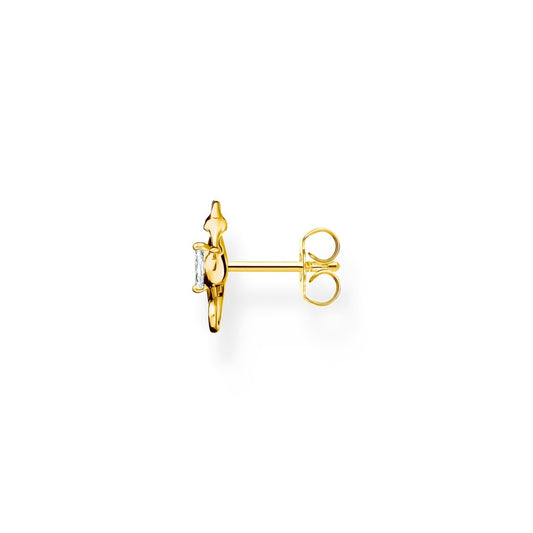 18CT GOLD ON SILVER SEAHORSE STUDS WITH ZIRCONIA
