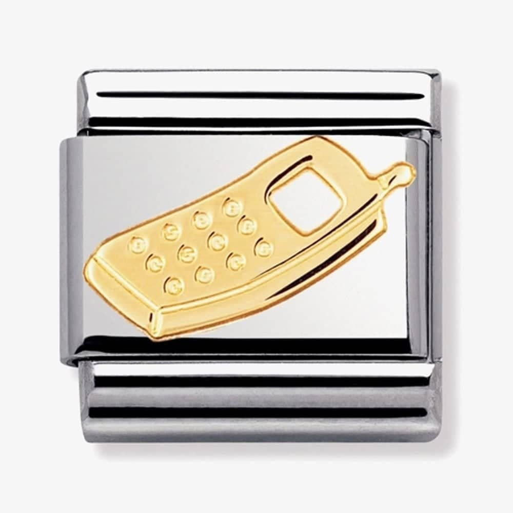 18CT MOBILE PHONE ON STAINLESS STEEL CHARM