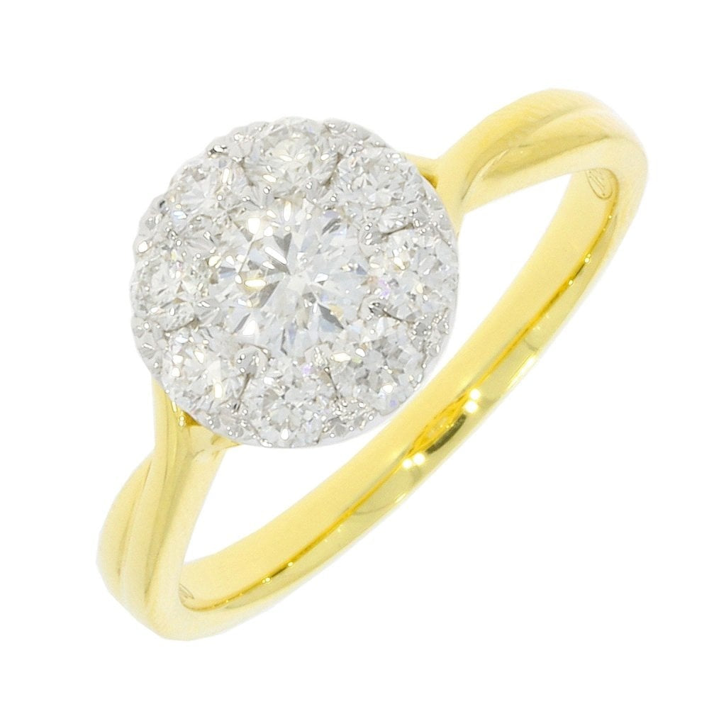 18CT ROUND DIAMOND CLUSTER RING WITH 1CT DIAMOND