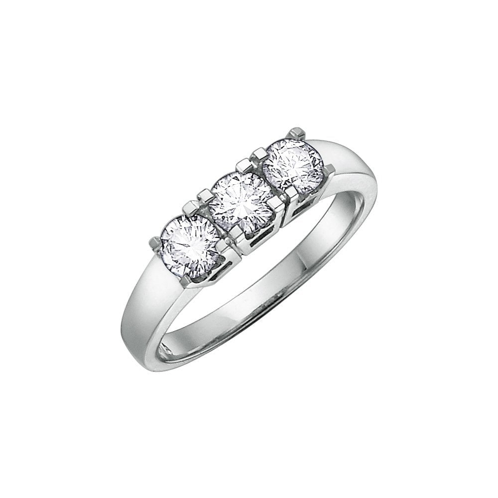 18CT WHITE GOLD 3 STONE DIAMOND RING
