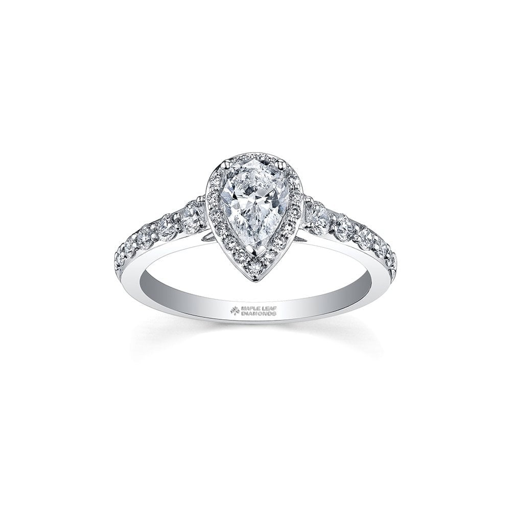 18CT WHITE GOLD PEAR SHAPED DIAMOND RING