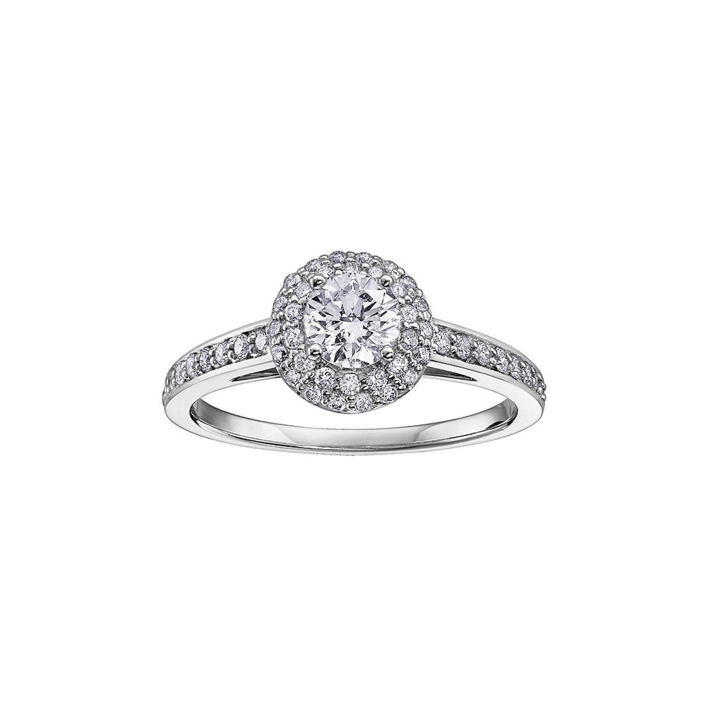 18CT WHITE GOLD ROUND HALO DIAMOND RING