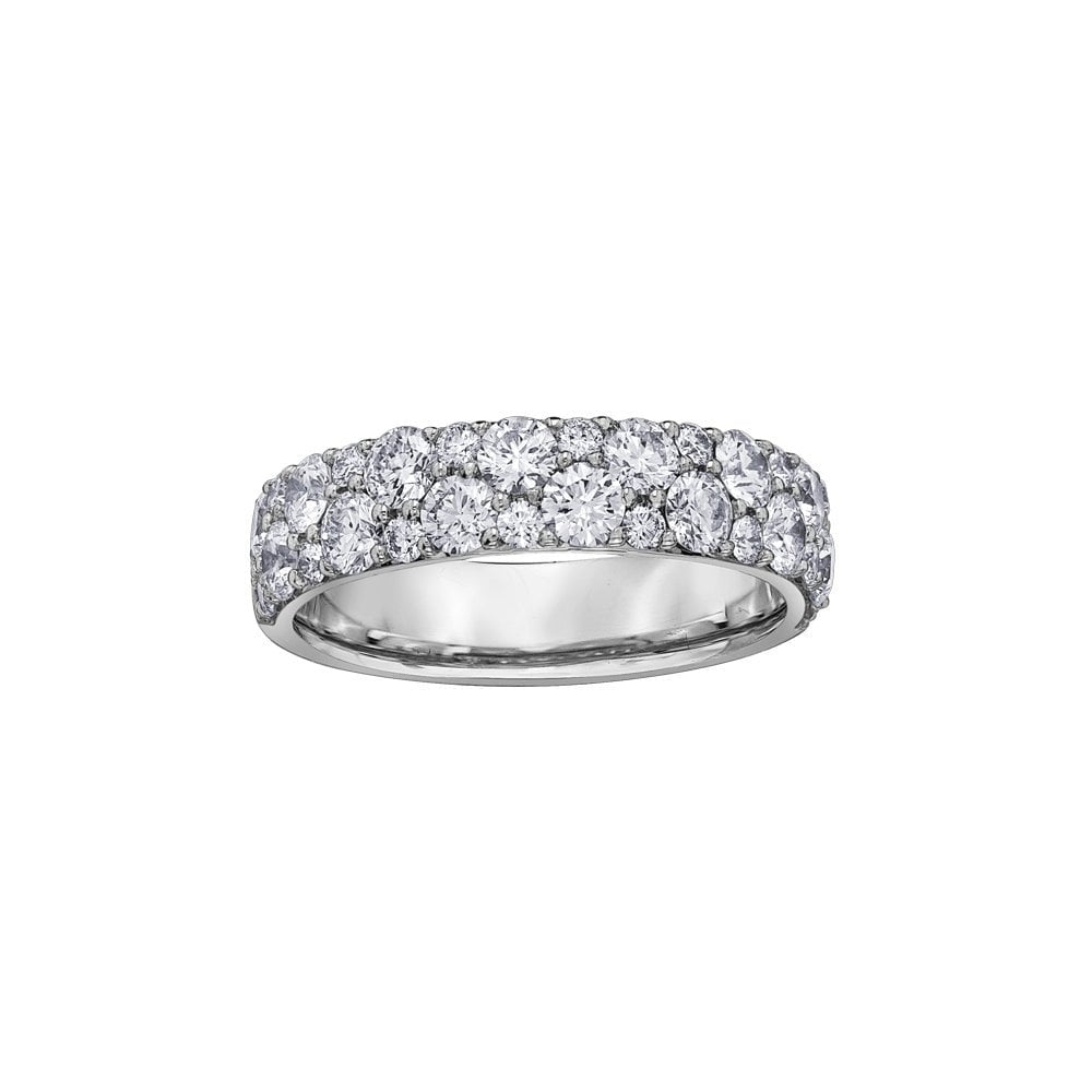 18CT WHITE GOLD WIDE BAND WITH BRILLIANT ROUND CUT DIAMONDS