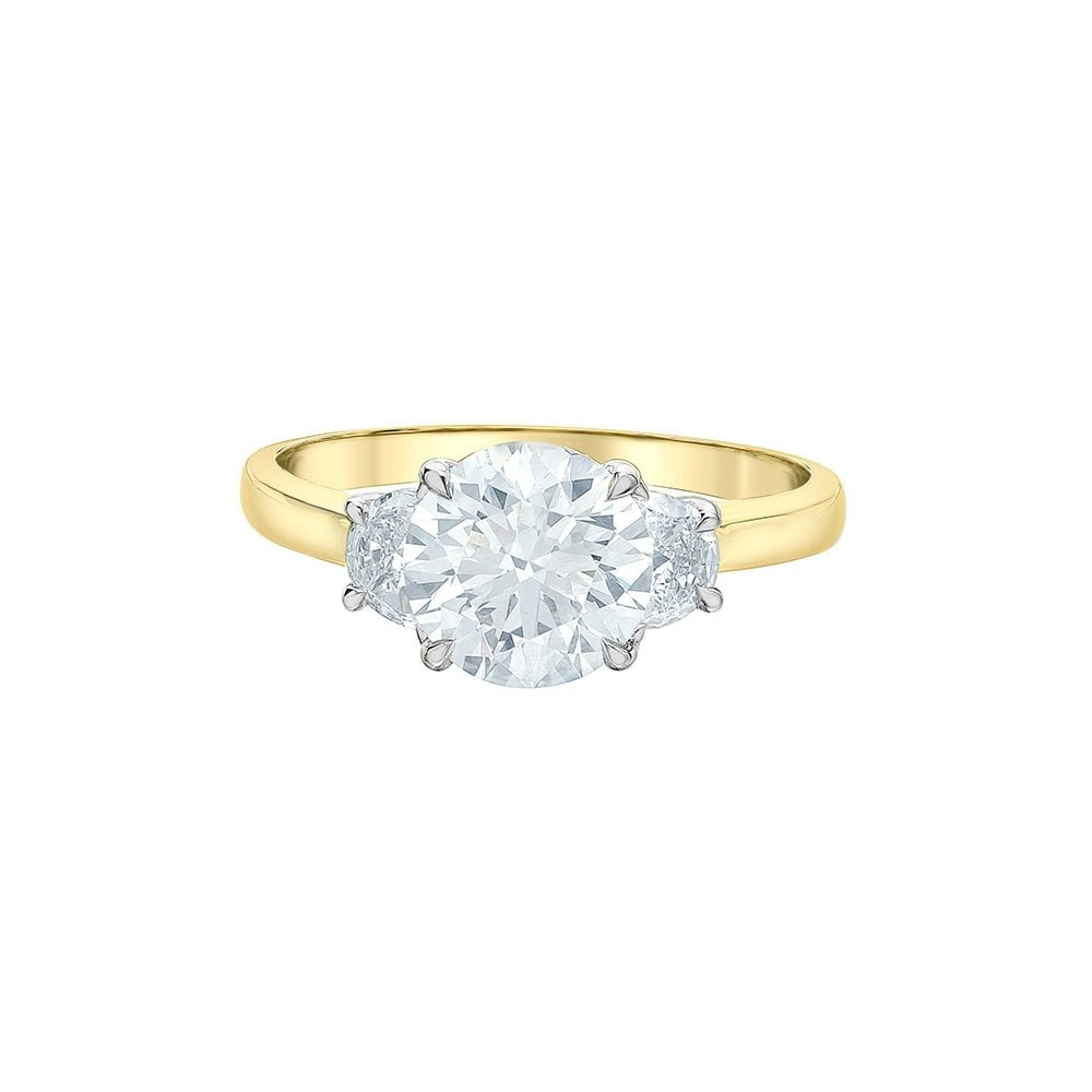 18CT YELLOW GOLD 2.35CT LAB DIAMOND TRILOGY ENGAGEMENT RING