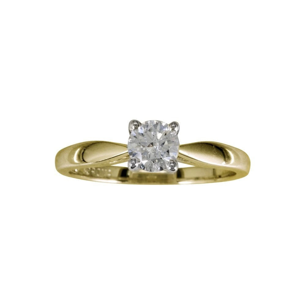 18CT YELLOW GOLD SOLITAIRE DIAMOND RING