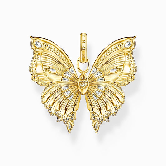 18ct Gold on Silver Butterfly Paradise Pendant with White Zirconia