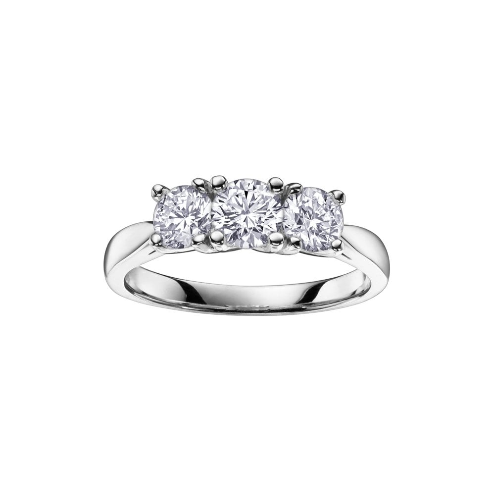 18ct White Gold three stone diamond ring