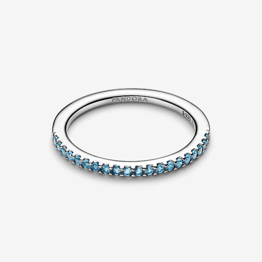 Sparkling Aquamarine Half-Eternity Band Pandora Ring