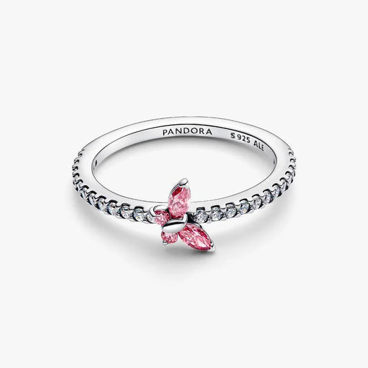 Sparkling Pink Butterfly Ring