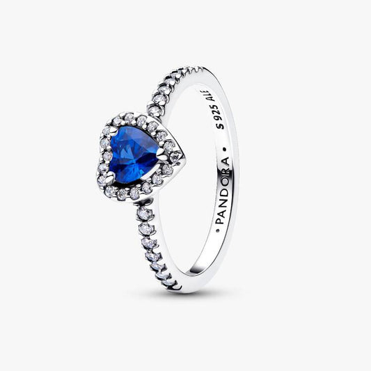 Elevated Princess Blue Heart Pandora Ring