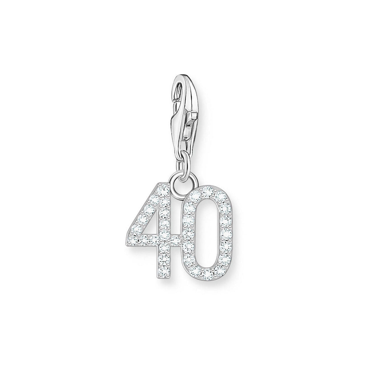 THOMAS SABO SILVER CHARM PENDANT NUMBER 40 WITH ZIRCONIA