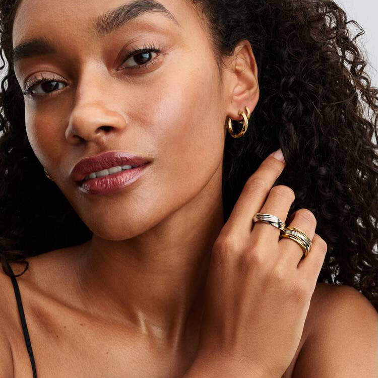 14ct Gold on Silver Twisted Hoop Pandora Earrings