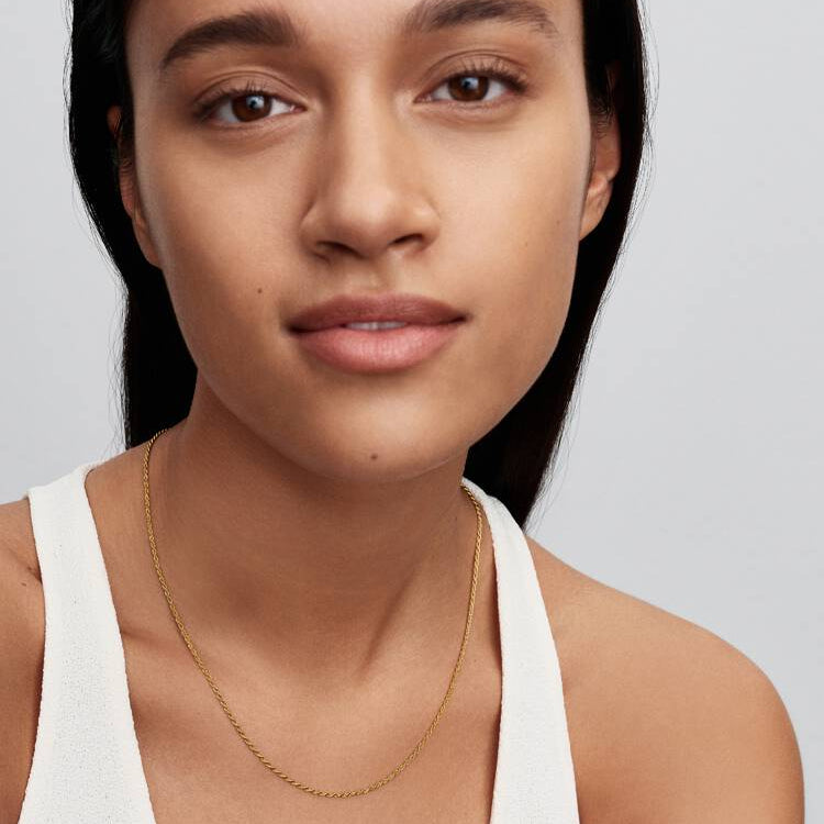14ct Gold on Silver Rope Chain Pandora Necklace