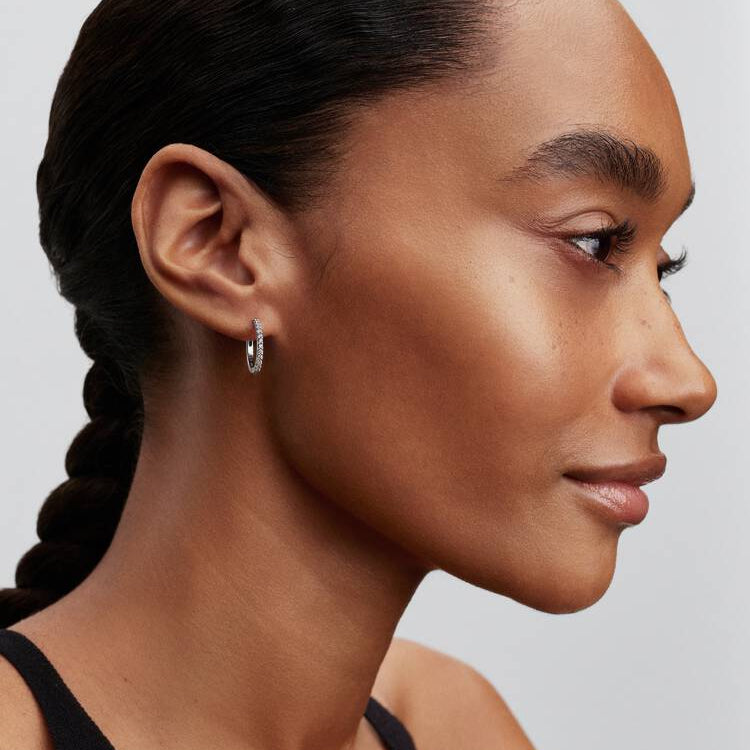 Sparkling Mini Hoop Pandora Earrings
