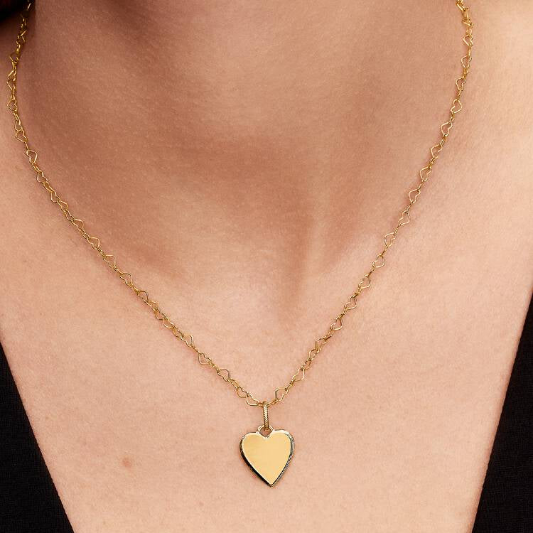 14ct Gold on Silver Engravable Heart Tag Pandora Charm