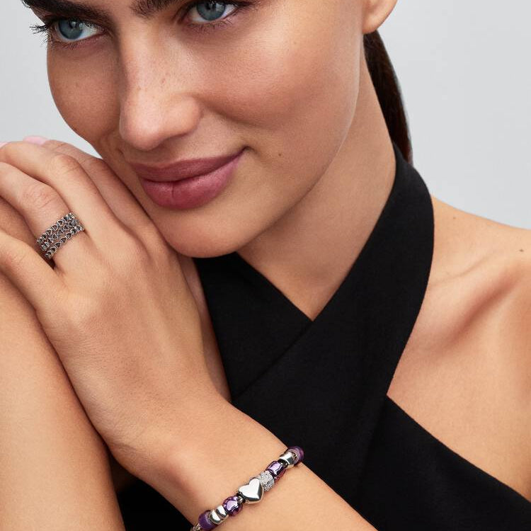 Purple Paw Print Mini Pandora Charm