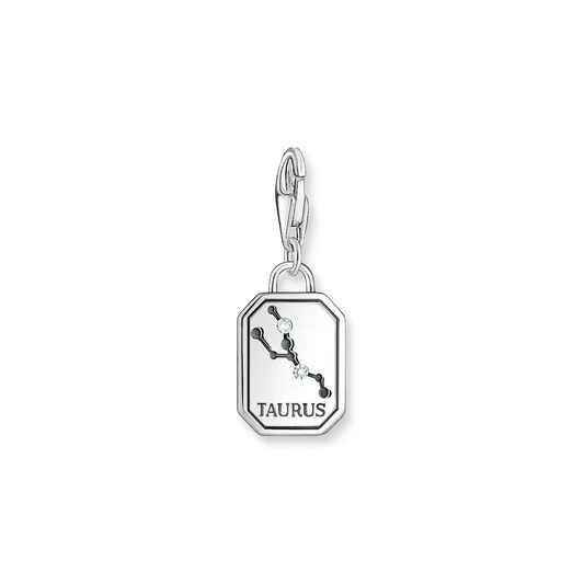 THOMAS SABO SILVER CHARM PENDANT ZODIAC SIGN TAURUS WITH ZIRCONIA