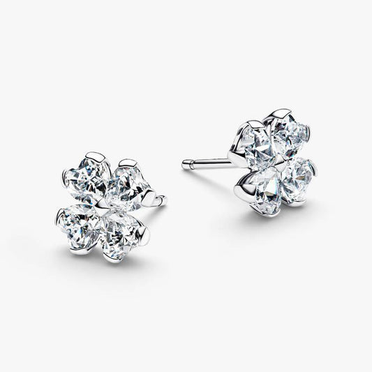 Sparkling Lucky Clover Pandora Stud Earrings