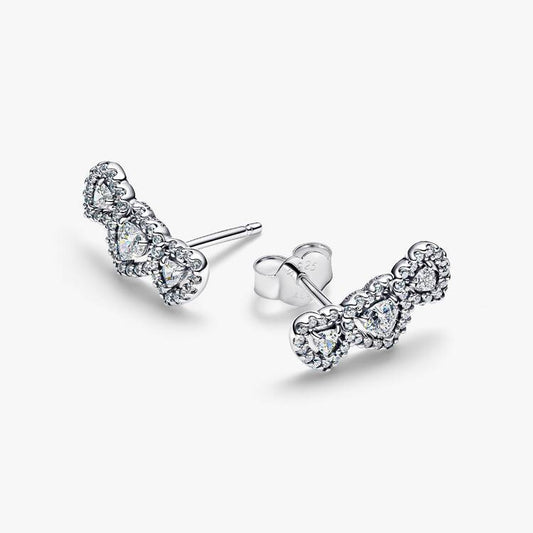 Hearts Trilogy with Halo Pandora Stud Earrings