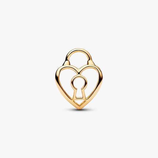 14ct Gold on Silver Heart Padlock Charm