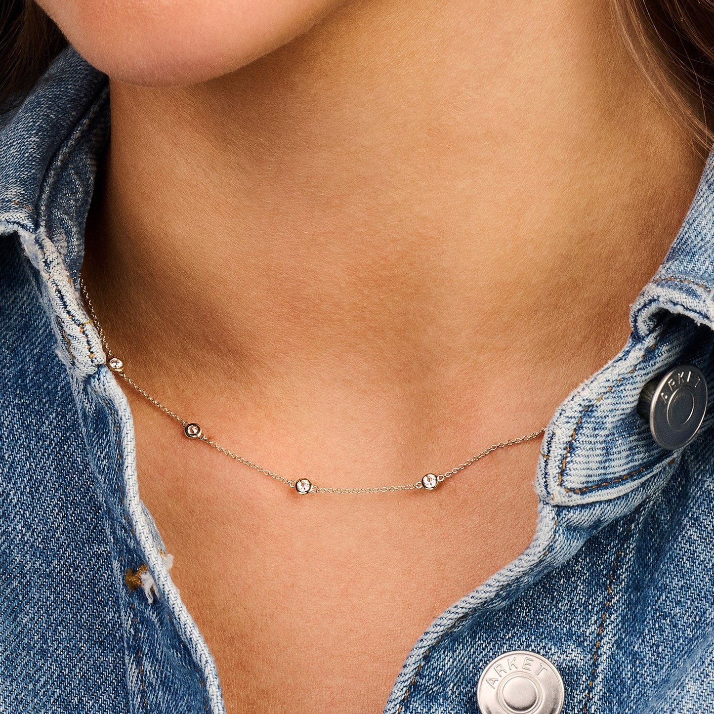 14CT YG CZ BLUSH NECKLACE