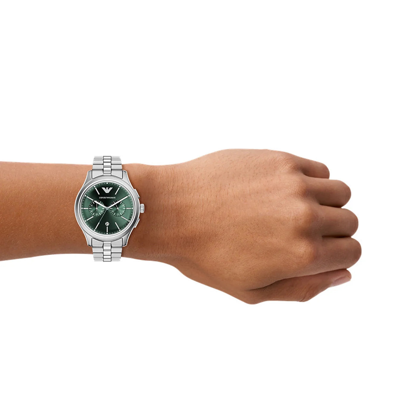 ARMANI DARIO GREEN DIAL GENTS STAINLESS STEEL WATCH