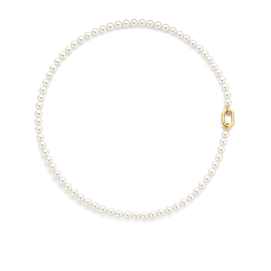 TISENTO PEARL NECKLACE WITH GOLD CLASP