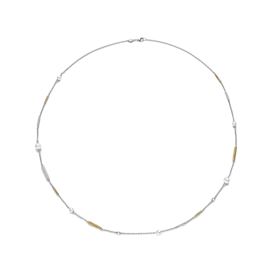 TISENTO CZ & PEARL TWO-TONED NECKLACE