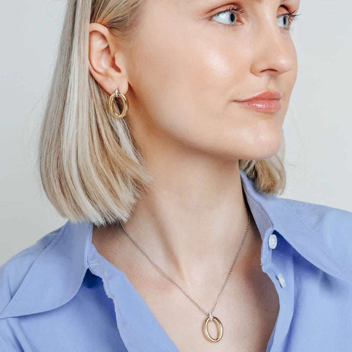 TISENTO GOLD OPEN OVAL PENDANT
