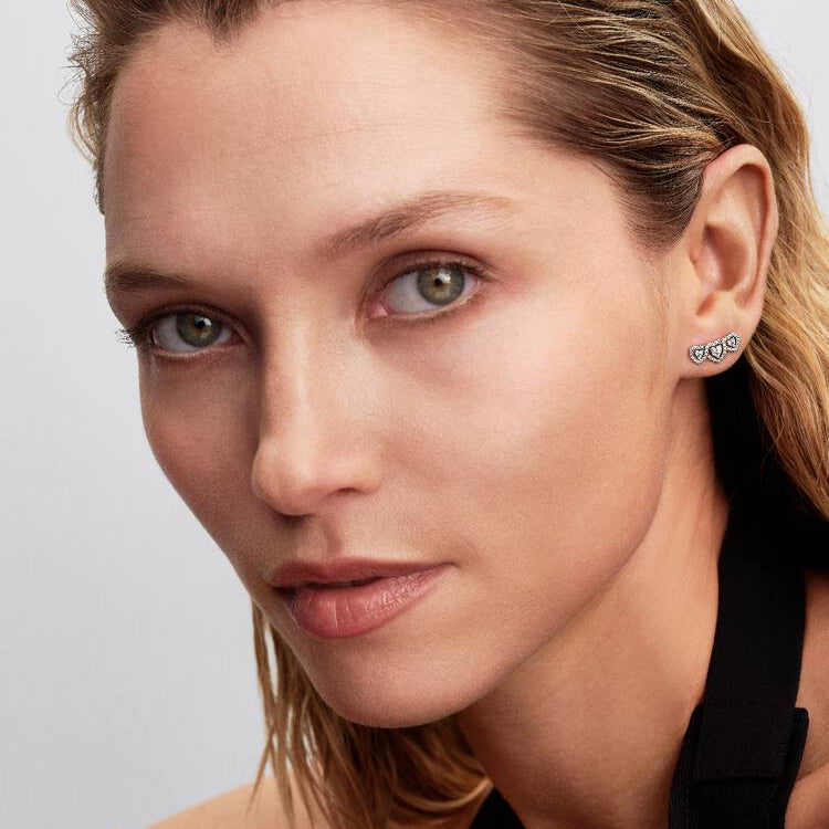 Hearts Trilogy with Halo Pandora Stud Earrings