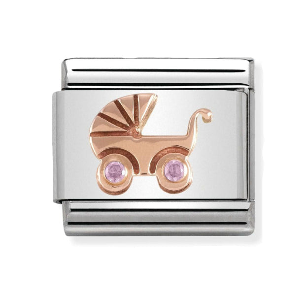 Nomination Rose Gold Pink Baby Pram Charm