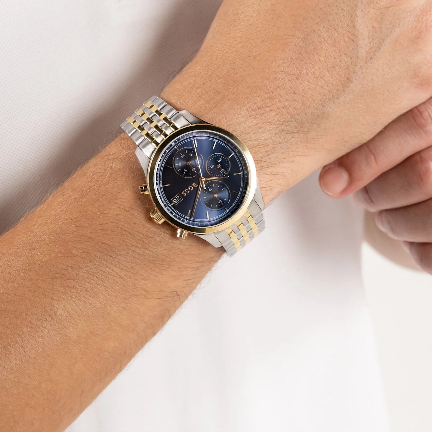 BOSS STRATUS BLUE CHRONO GENTS TWO-TONED WATCH