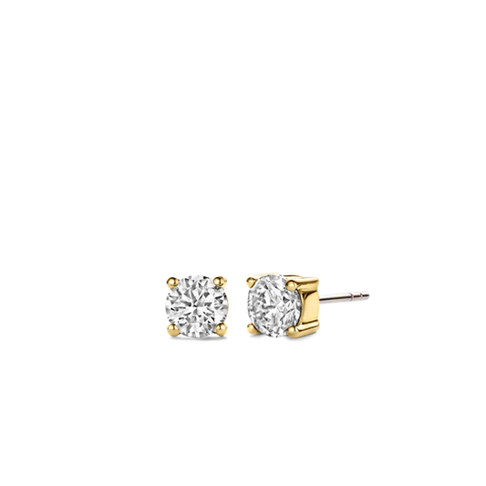TISENTO GOLD ON SIL 4 CLAW CZ EARRINGS