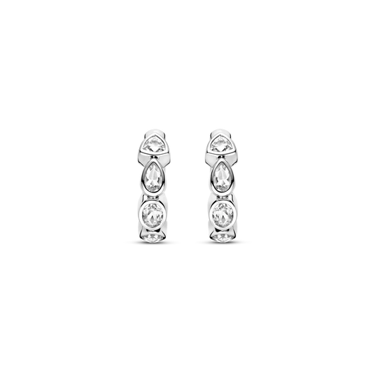 Tisento Sterling Silver 16mm Zirconia Hoop Earrings