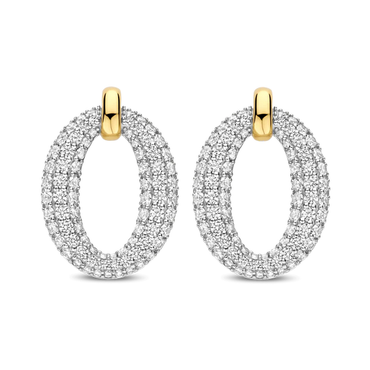 TISENTO TWO-TONED CZ STUD EARRINGS