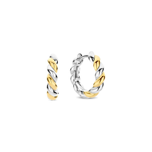 TISENTO TWO-TONED TWIST HOOP EARRINGS