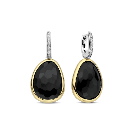 Tisento Drop Earrings with Black Luxury Zirconia Stone