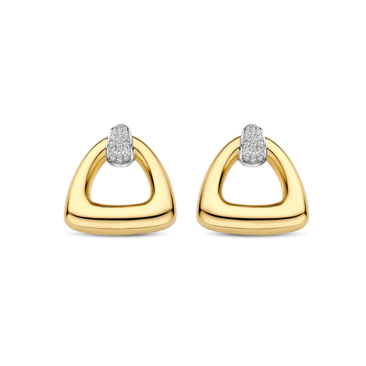 Tisento Gold on Silver Open Triangle Earrings