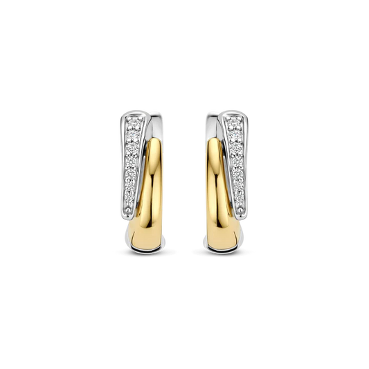TISENTO TWO-TONED CZ HOOP EARRINGS